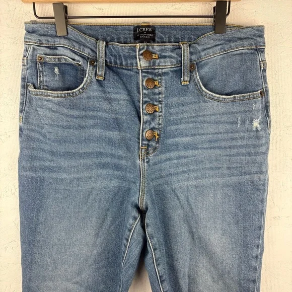 J. Crew Light Blue Distressed High Rise Skinny Size 29 Sustainable Fabric - Picture 4 of 8